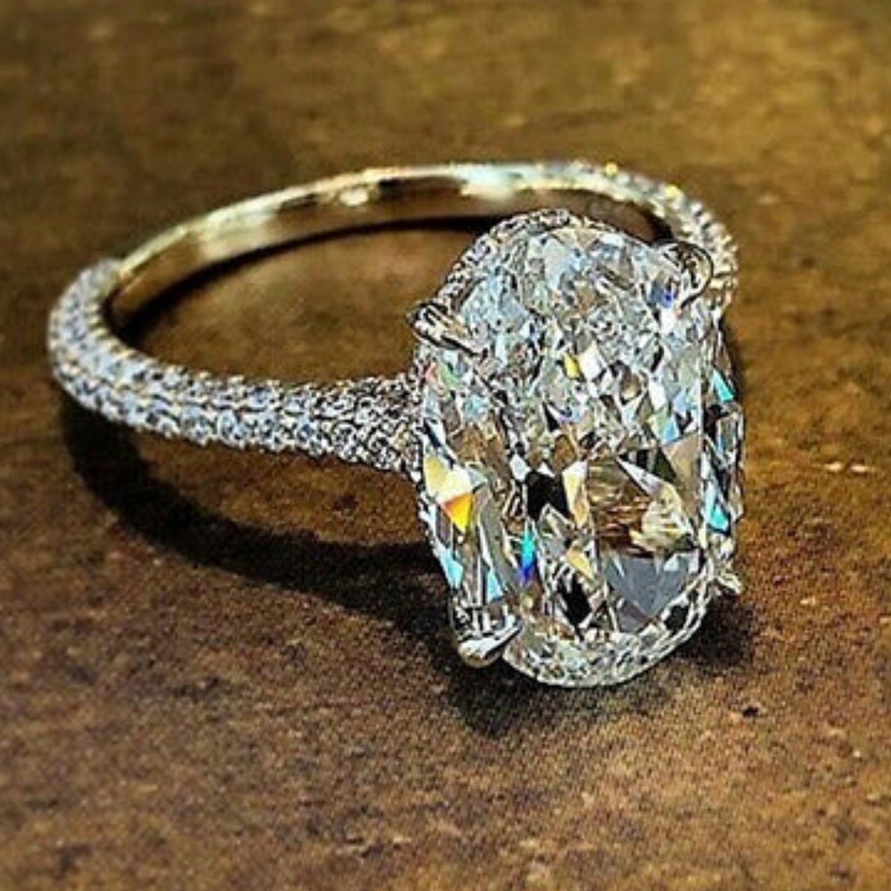 925 stamp big rock engagement silver ring